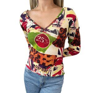 Christian Dior Vintage 2003 Logo Sweater Top Victim Multicolor Wool [103547]